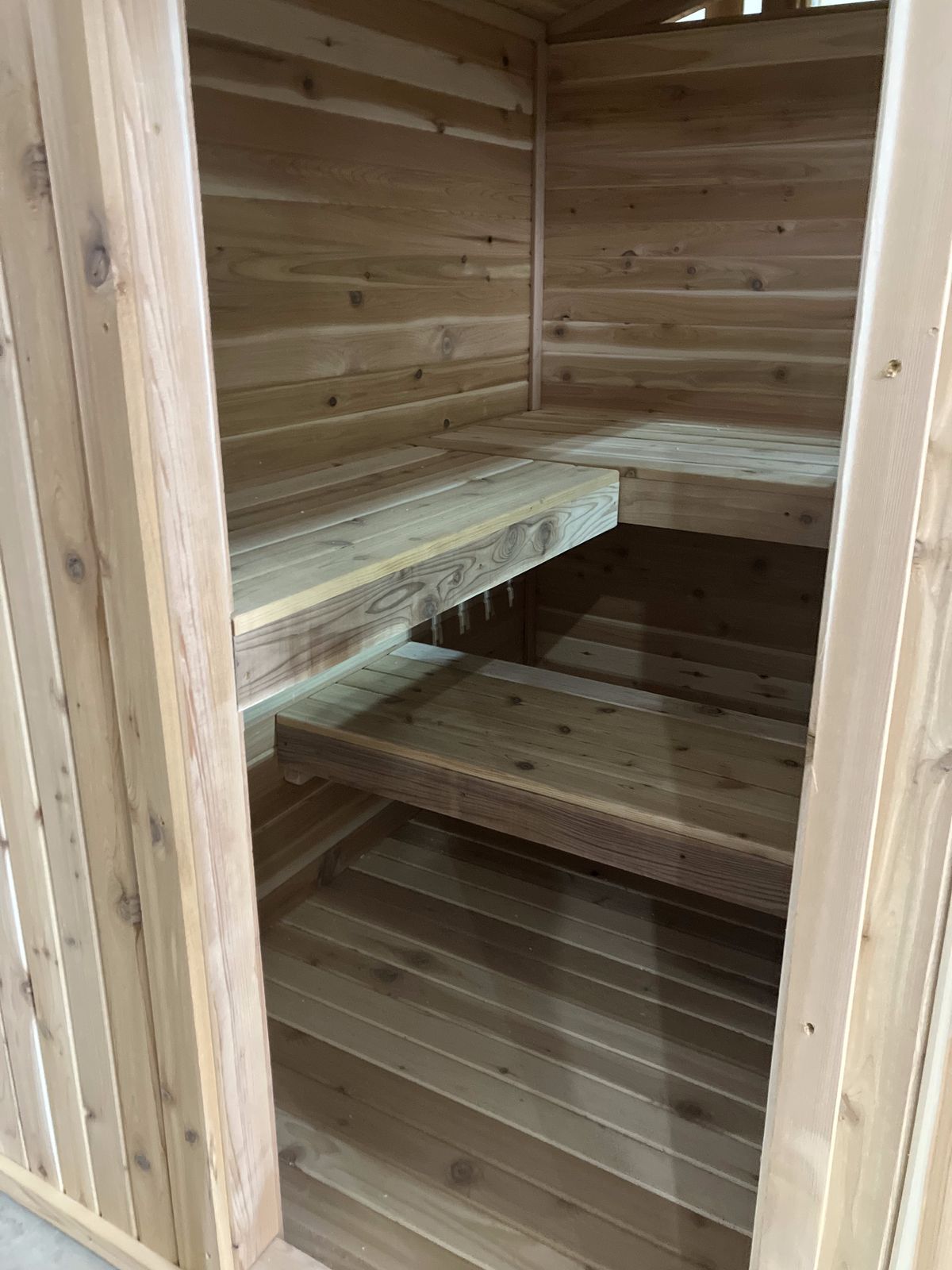 Cedar sauna installation